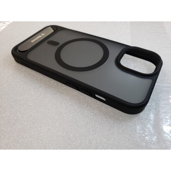 TORRAS iPhone 15 Reg Case Magnetic Flush Stand MagSafe Slim Frosted Black - Picture 8 of 12